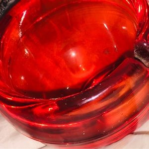 Viking Orange Orb Art Glass Ashtray, small